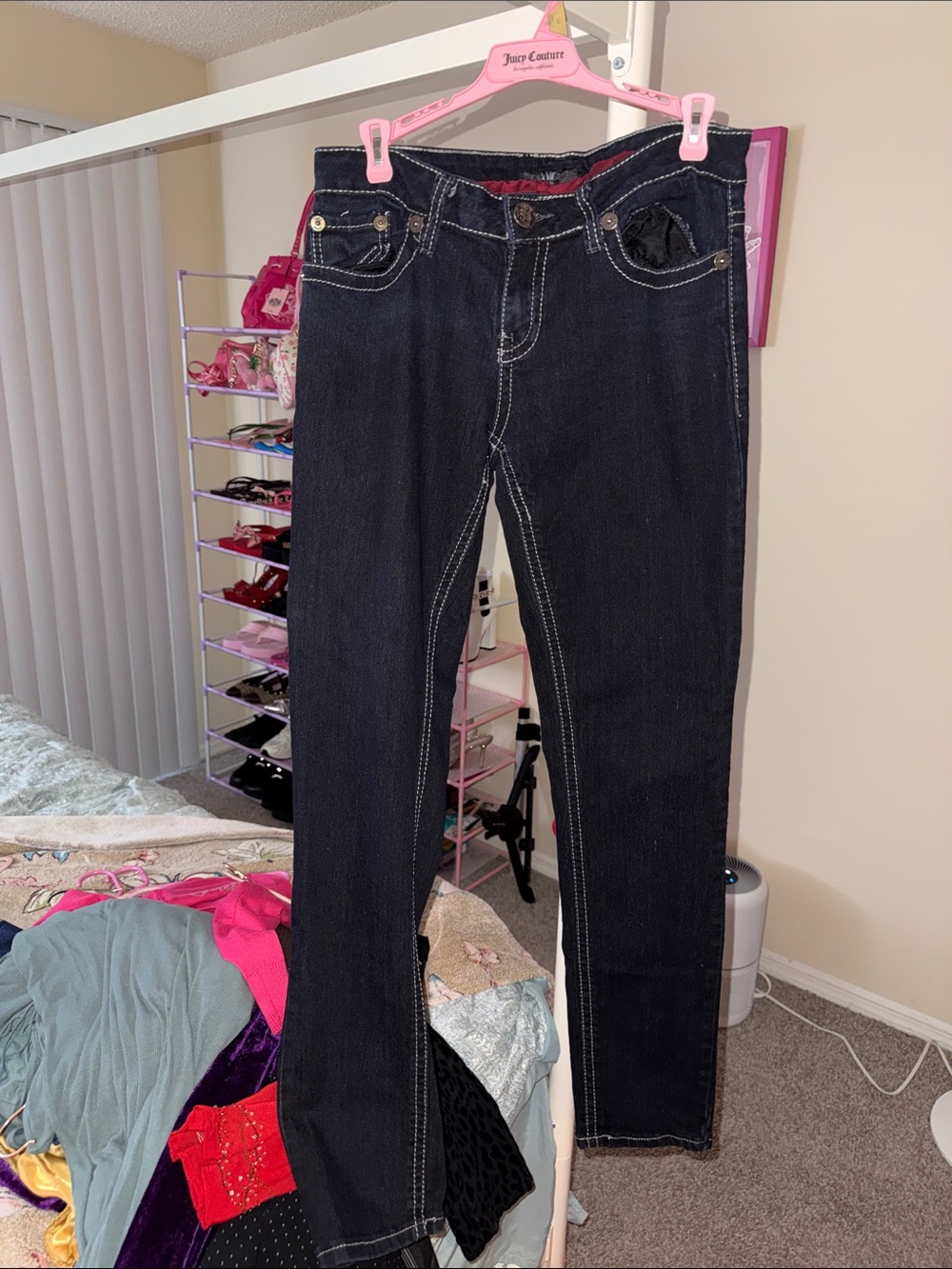 Women’s dark blue straight jeans